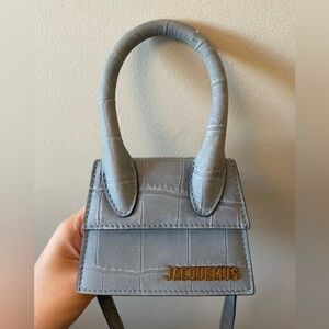 Le Chiquito Jacquemus Mini bag Cro-co embossed Leather Blue With dust bag